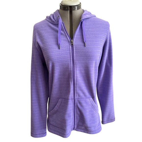 tek gear Jackets & Blazers - Tek Gear Womens Lavender Striped Hooded Full Zip-Up Jacket Size Medium